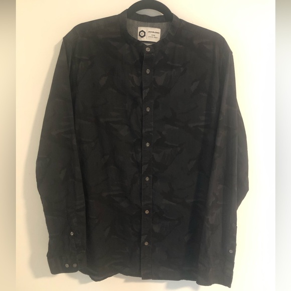 Jack & Jones grey/black camo Chinese collar shirt - Picture 1 of 1